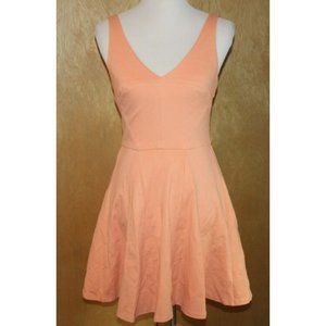 ABS Allen Schwartz SMALL Women's Deep V Fit and Flare Dress Peach